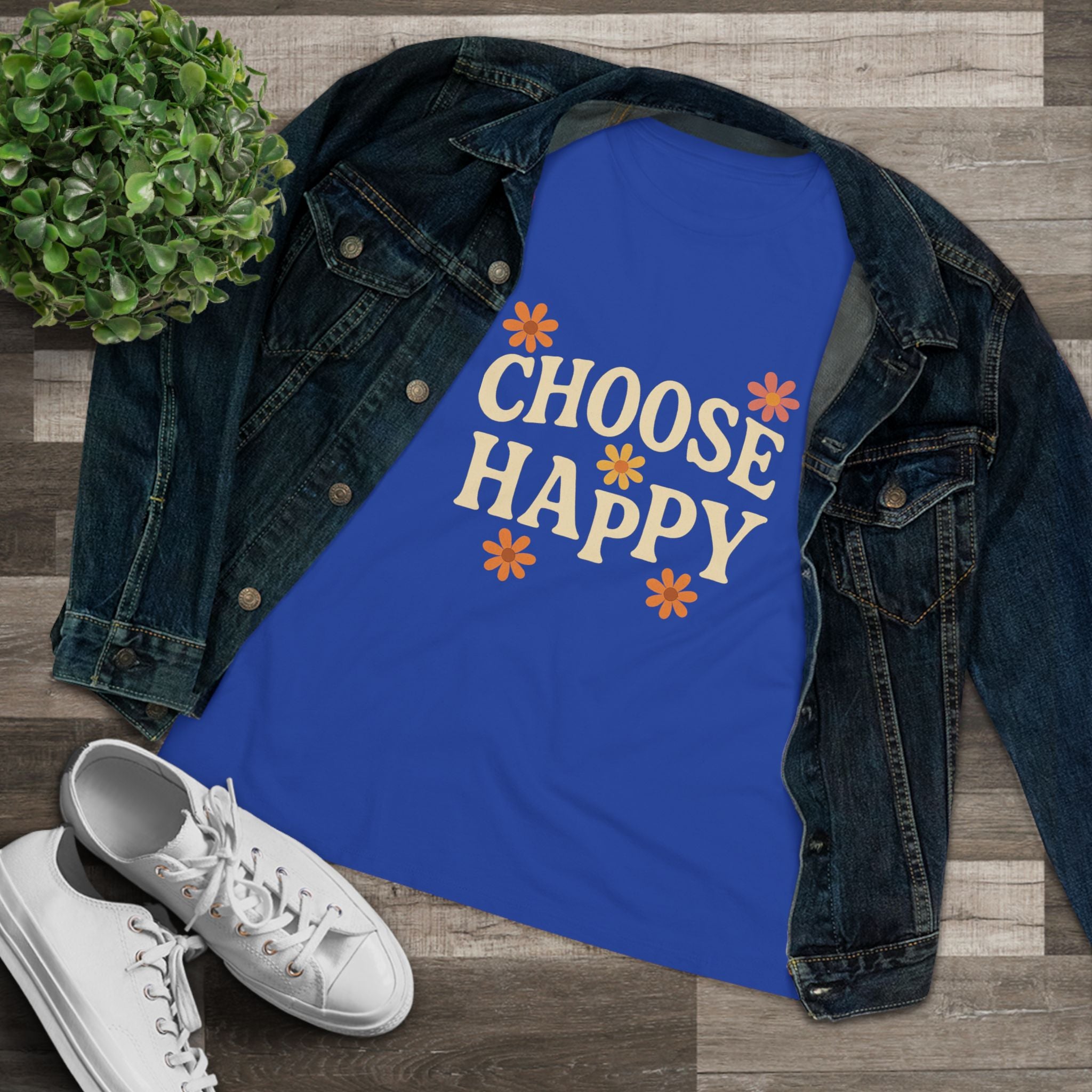 Choose Happy Women's Cotton Tee, Positive Vibes T-Shirt for Everyday Comfort, Gift for Friends, Casual Summer Wear, Inspirational Fashion