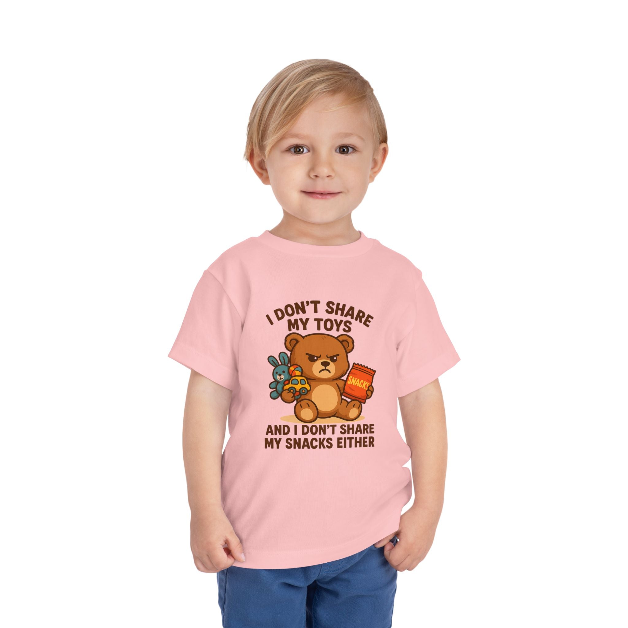 Playful Toddler Tee: I Don't Share My Toys and Snacks, Kids Graphic T-Shirt, Gift for Toddlers, Fun Casual Wear, Birthday Party Outfit