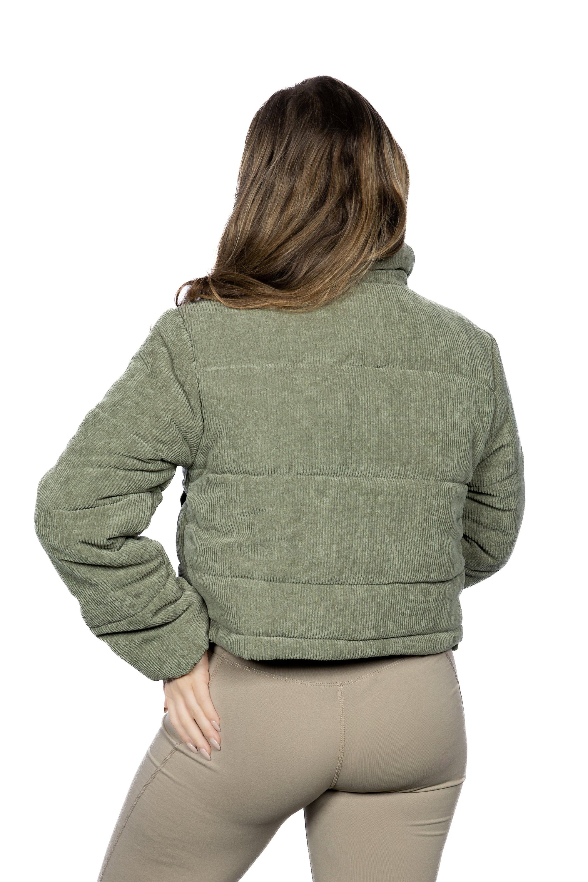 Corduroy Zip Up Puffer Jacket