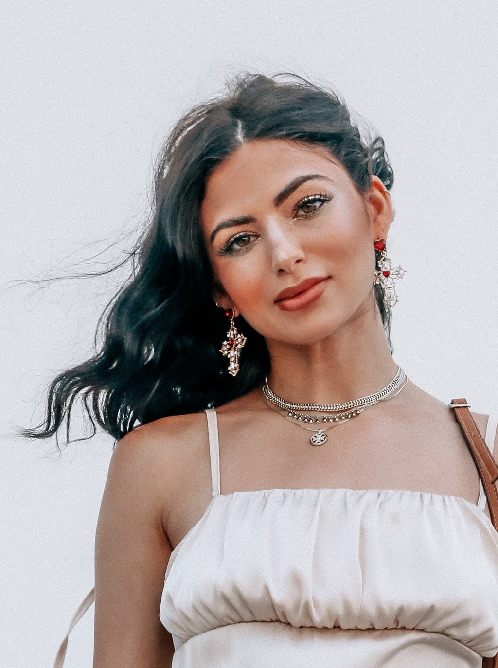 Roma Baroque Cross Drop Earrings