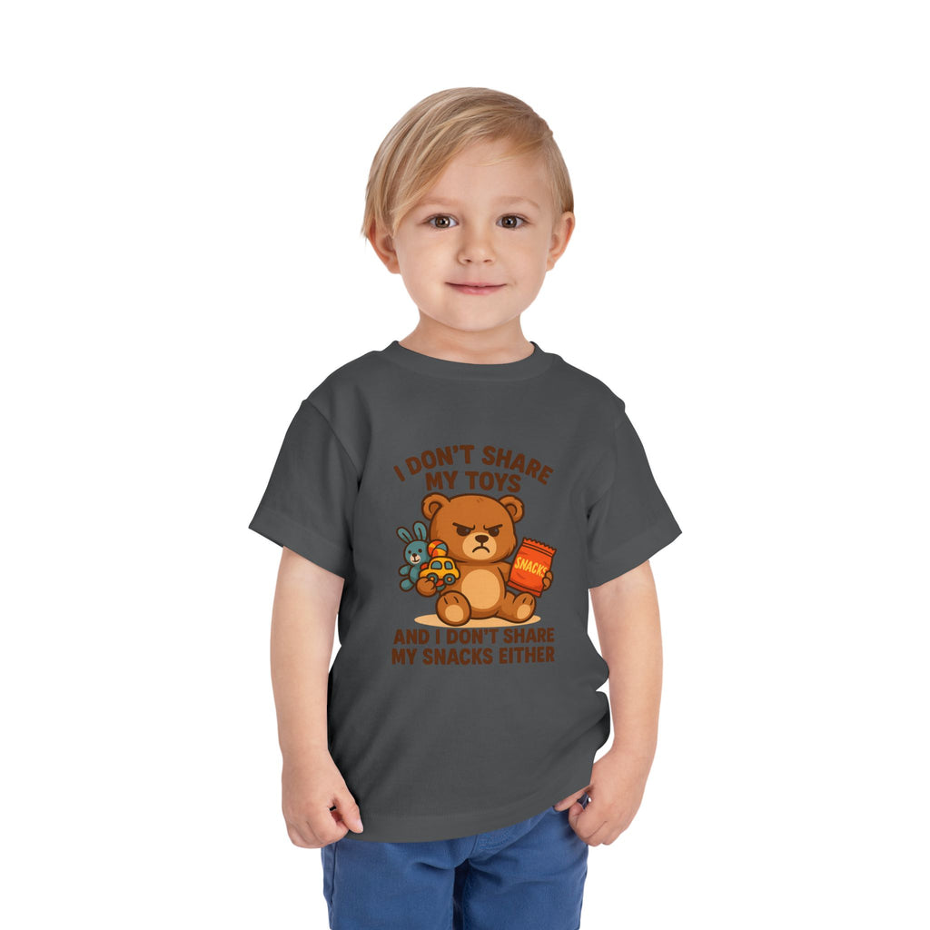 Playful Toddler Tee: I Don't Share My Toys and Snacks, Kids Graphic T-Shirt, Gift for Toddlers, Fun Casual Wear, Birthday Party Outfit