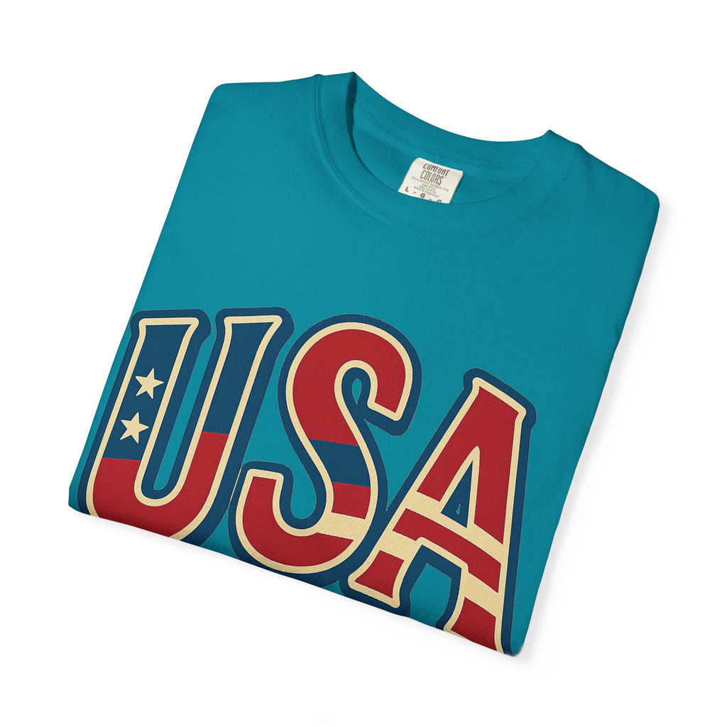 USA Gift Unisex Garment-Dyed T-Shirt for Her Him Couple 4th of July US Flag, Patriotic Tee, American Pride Clothing, Independence Day