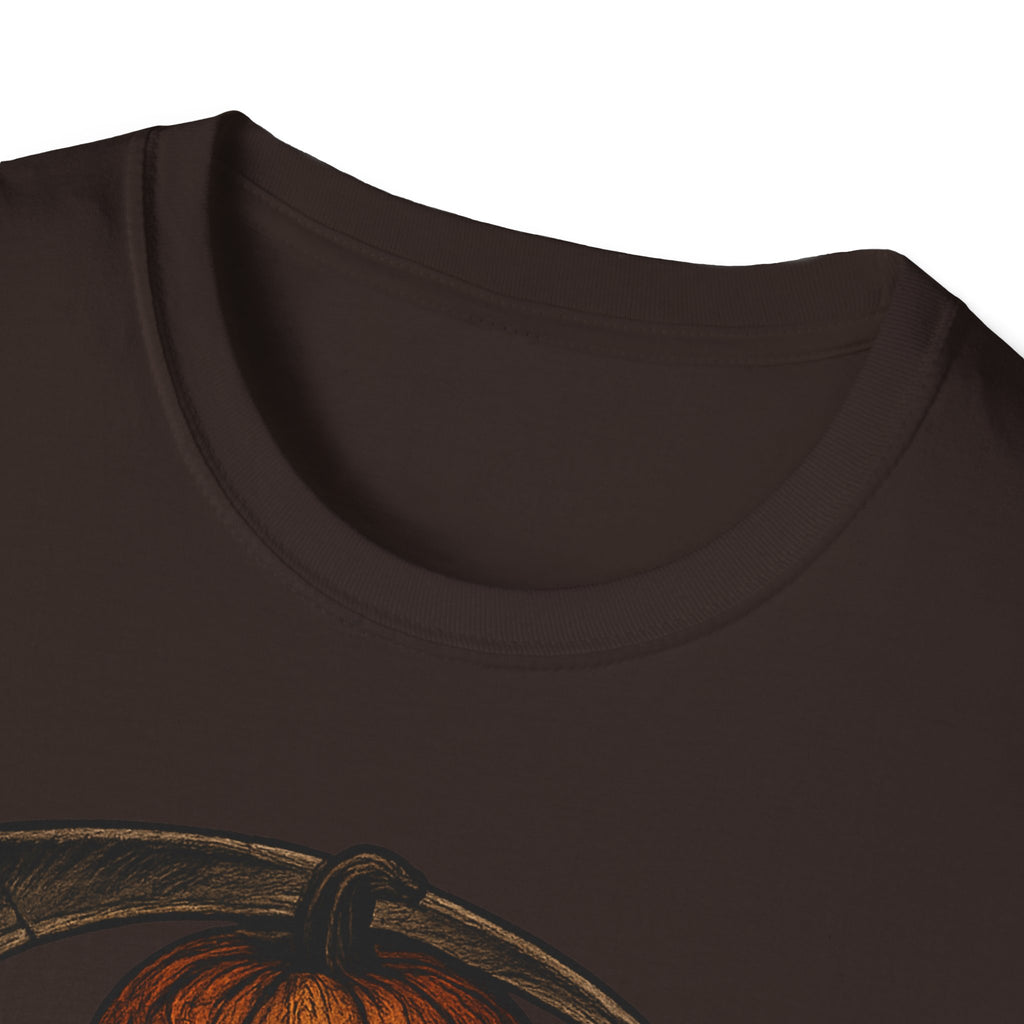 Spooky Pumpkin Grim Reaper T-Shirt, Halloween Shirt, Unisex Graphic Tee, Fall Fashion, Skull Shirt, Unique Gift Idea