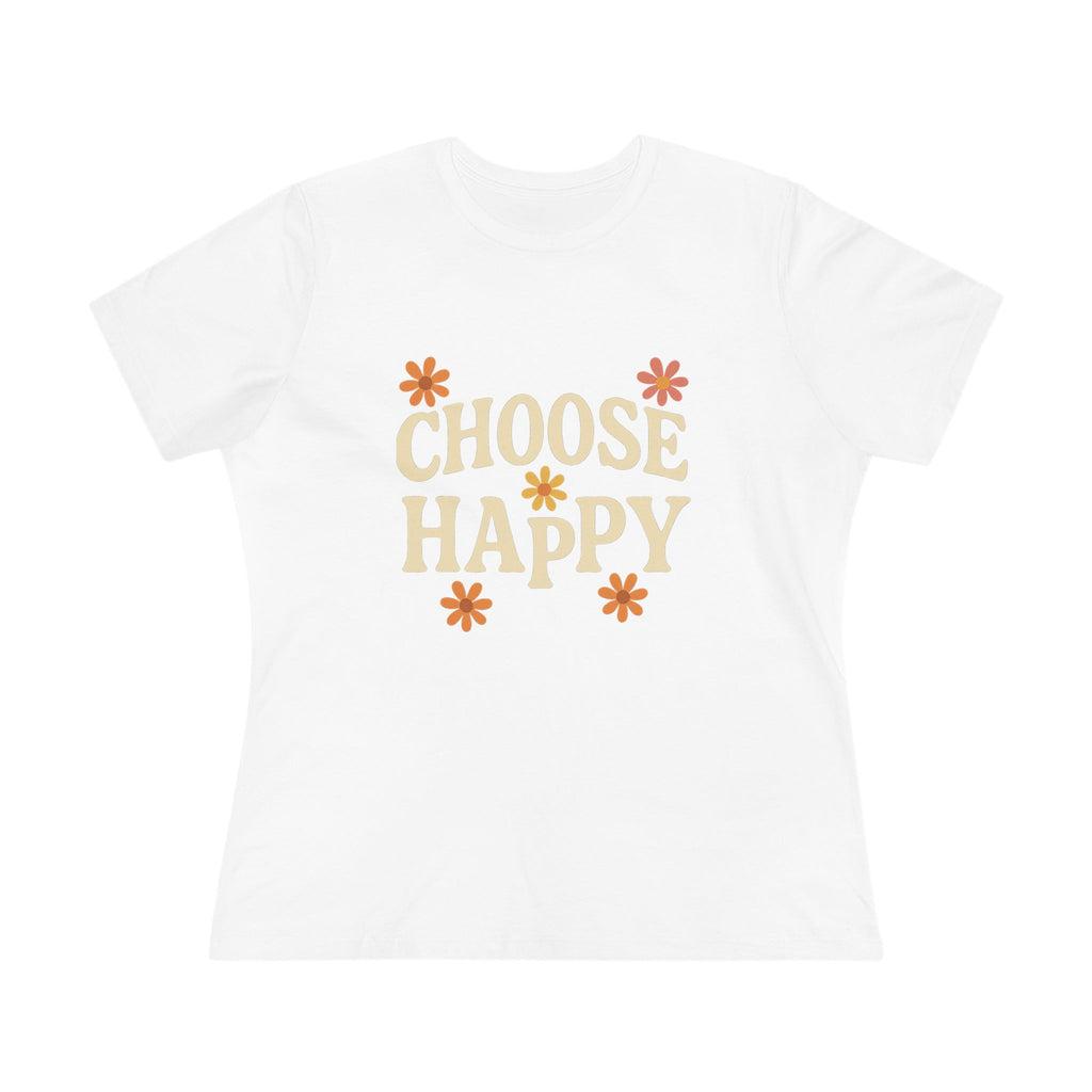Choose Happy Women's Cotton Tee, Positive Vibes T-Shirt for Everyday Comfort, Gift for Friends, Casual Summer Wear, Inspirational Fashion