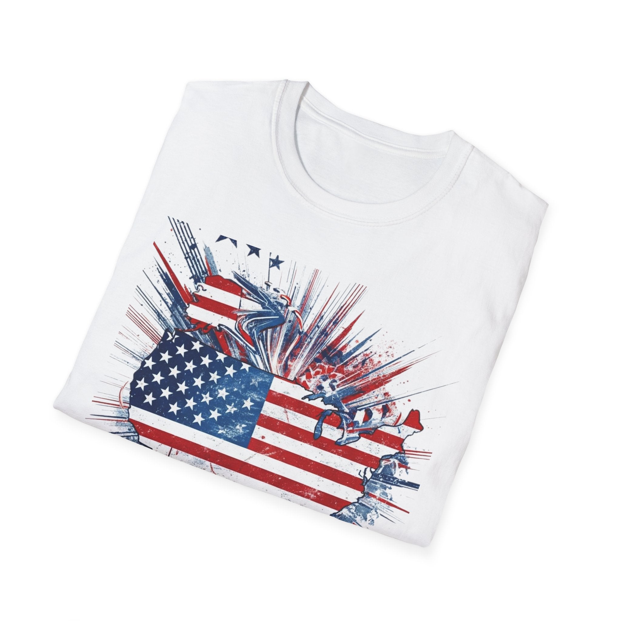 Patriotic Unisex T-Shirt with USA Flag Design, American Pride Tee, Independence Day Shirt, Casual Wear, Gift for Veterans