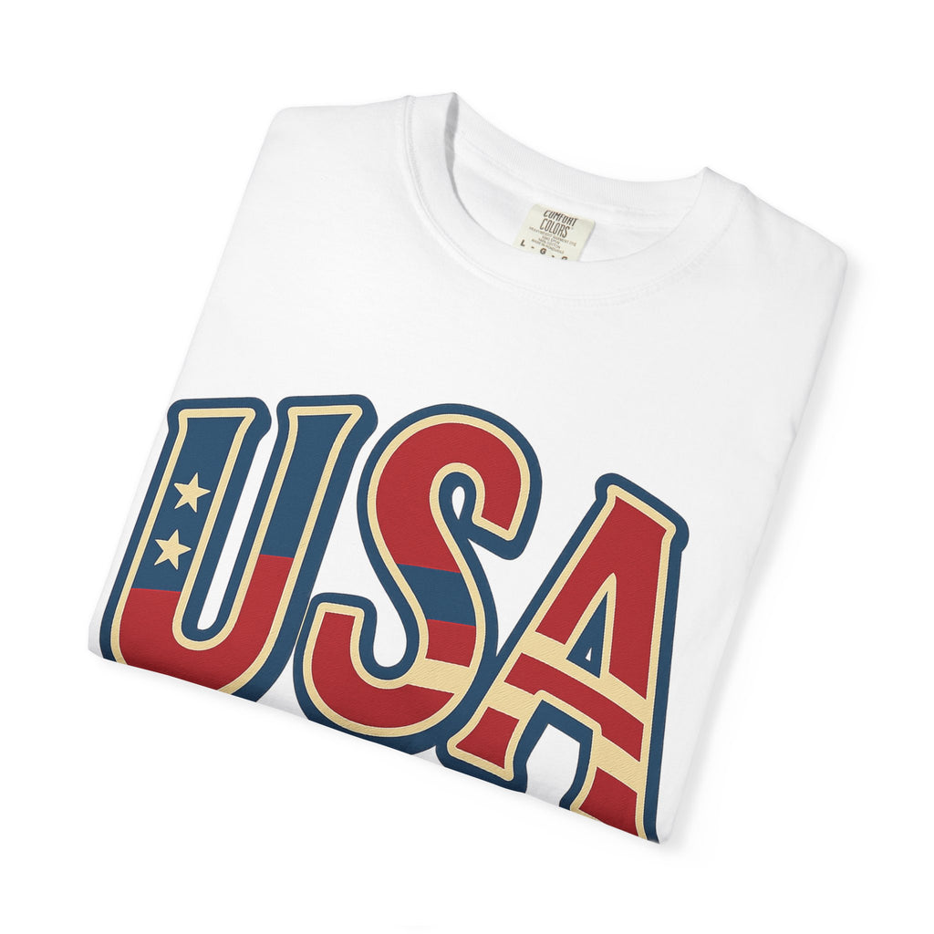 USA Gift Unisex Garment-Dyed T-Shirt for Her Him Couple 4th of July US Flag, Patriotic Tee, American Pride Clothing, Independence Day
