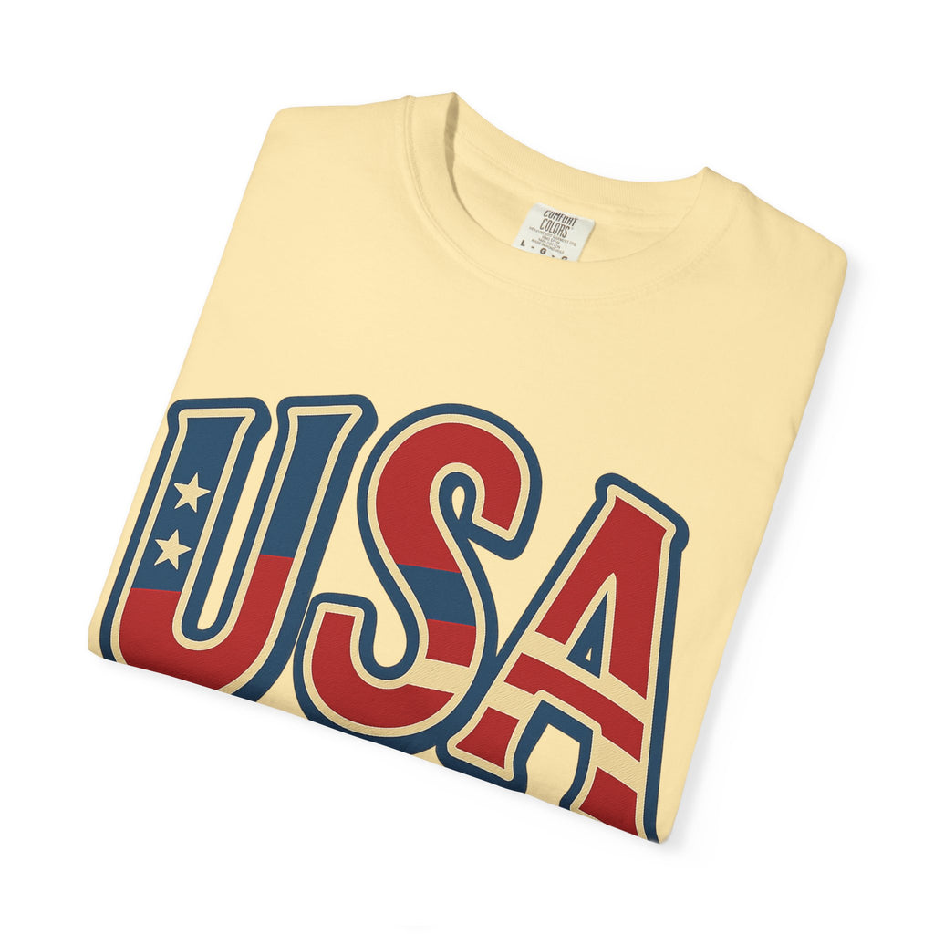 USA Gift Unisex Garment-Dyed T-Shirt for Her Him Couple 4th of July US Flag, Patriotic Tee, American Pride Clothing, Independence Day