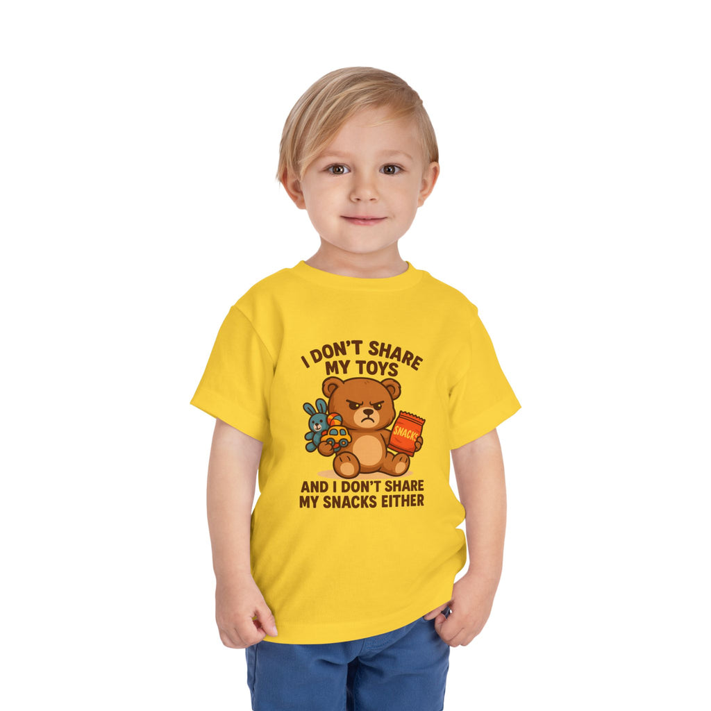 Playful Toddler Tee: I Don't Share My Toys and Snacks, Kids Graphic T-Shirt, Gift for Toddlers, Fun Casual Wear, Birthday Party Outfit