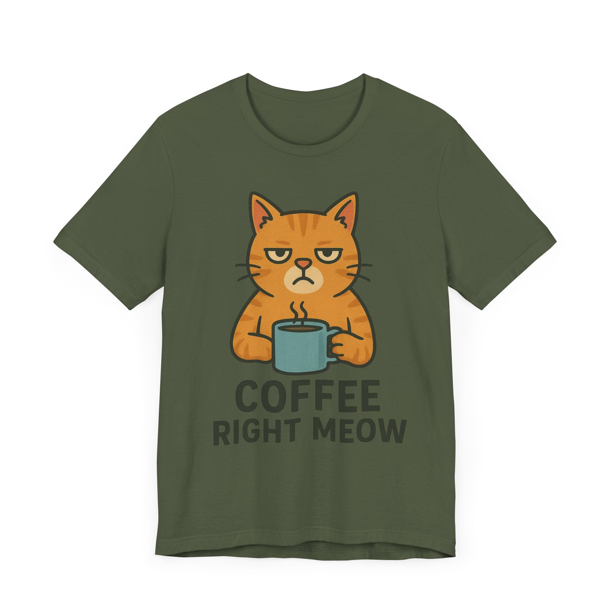 Cat Lover Funny Coffee Unisex Tee, Gift for Her, Cat Print Shirt, Short Sleeve Shirt, Funny Cat Tee