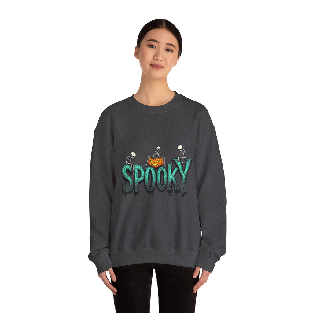 Spooky halloween sweatshirt unisex cozy crewneck fall scary ghost skeleton top