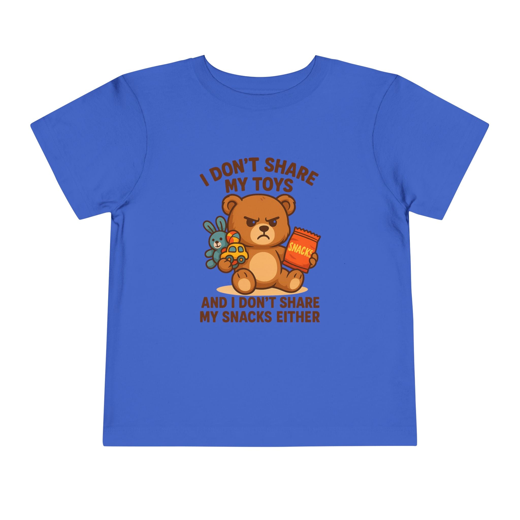 Playful Toddler Tee: I Don't Share My Toys and Snacks, Kids Graphic T-Shirt, Gift for Toddlers, Fun Casual Wear, Birthday Party Outfit