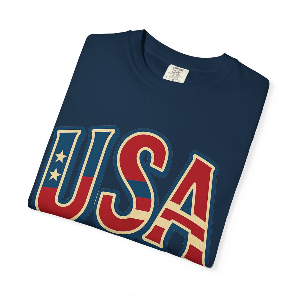 USA Gift Unisex Garment-Dyed T-Shirt for Her Him Couple 4th of July US Flag, Patriotic Tee, American Pride Clothing, Independence Day