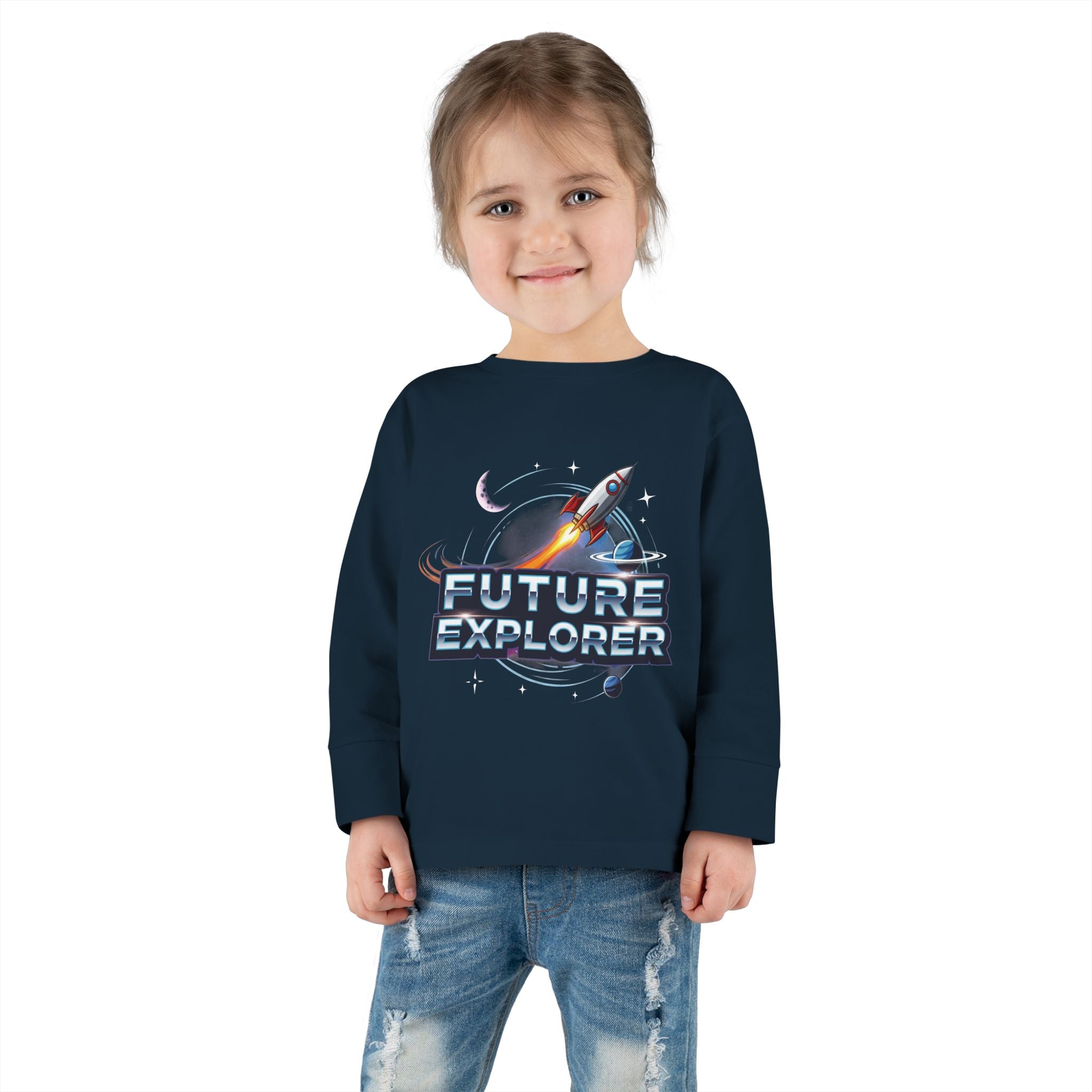 Toddler Long Sleeve Tee - Future Explorer Graphic, Kids Space Shirt, Birthday Gift for Toddlers, Boys and Girls, Adventure Tee, [...]