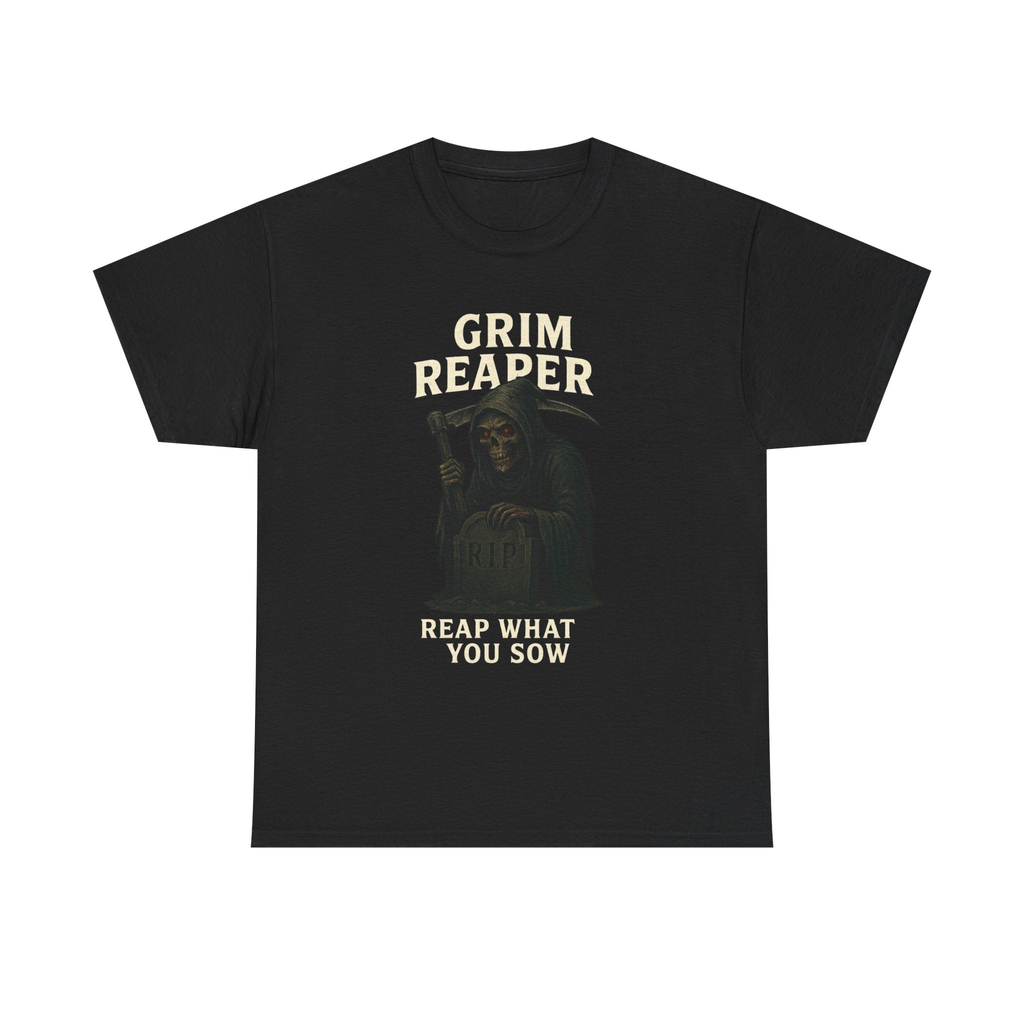 Grim Reaper Tee - Unisex Heavy Cotton Shirt, Casual Streetwear, Halloween Costume, Gift for Horror Fans, Vintage Graphic Tee
