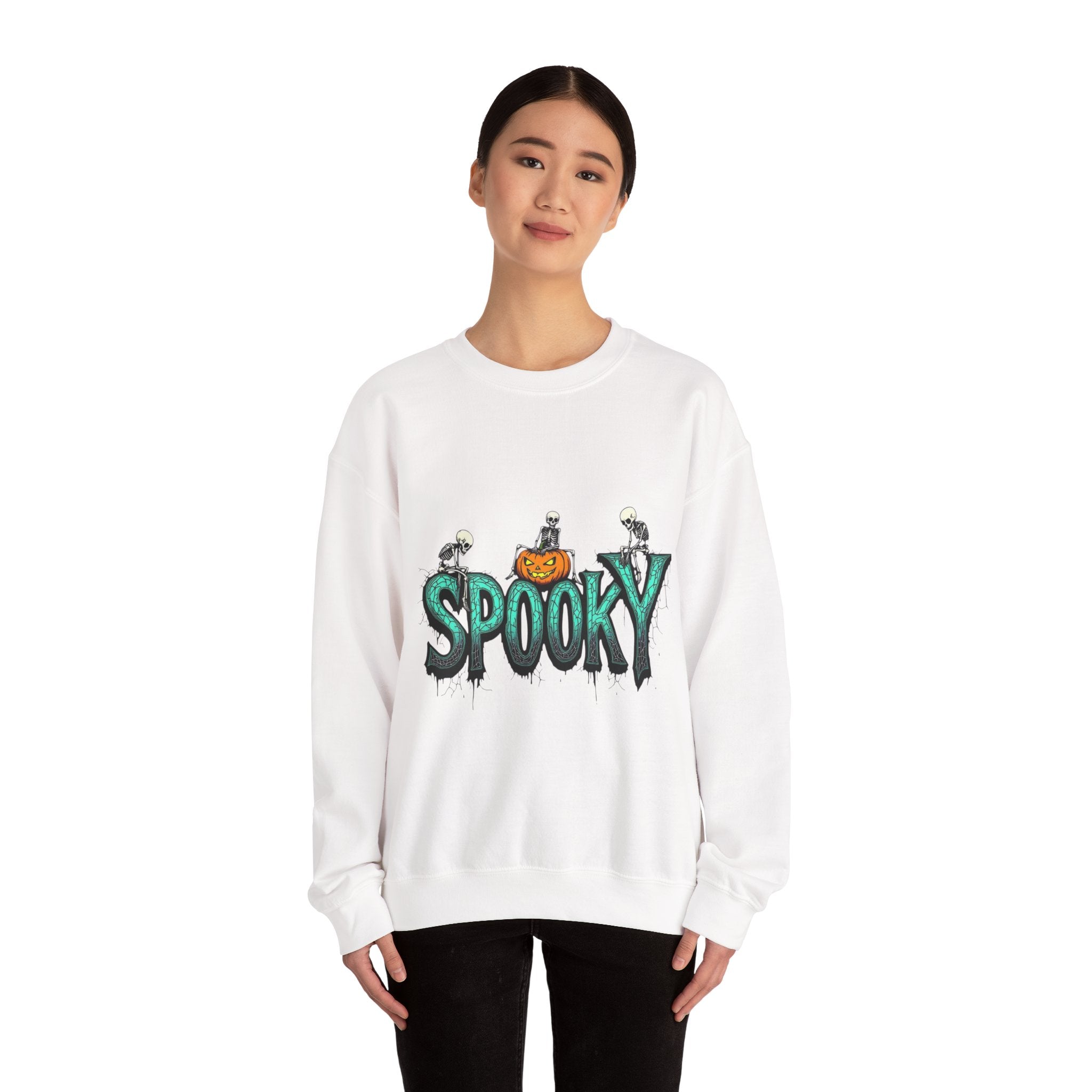 Spooky halloween sweatshirt unisex cozy crewneck fall scary ghost skeleton top