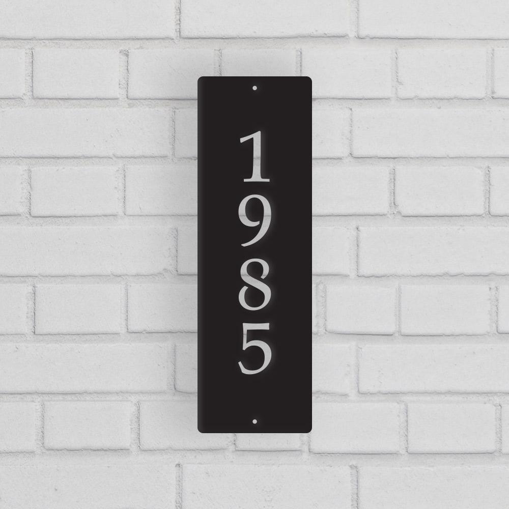 Metal House Address Sign - Vertical Style 4