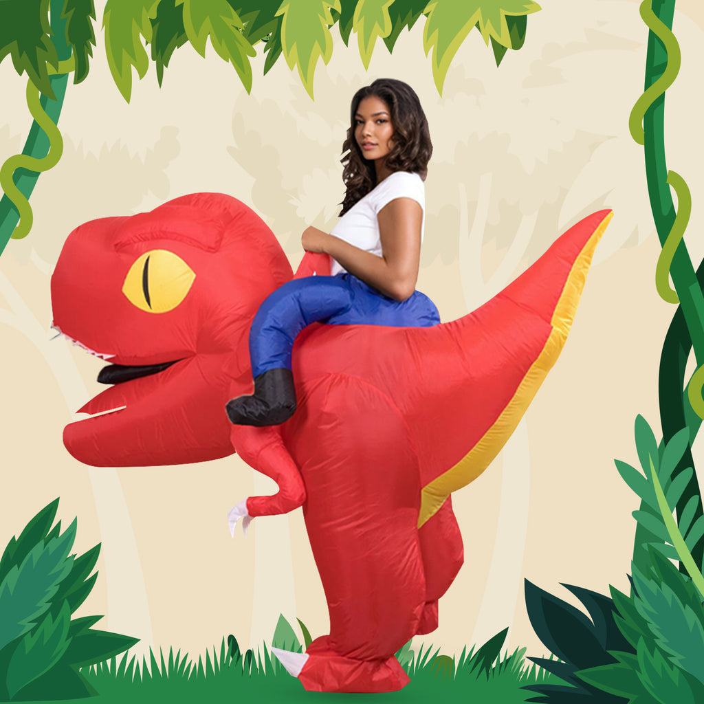 Adult Giant Head Ride-on Dinosaur Inflatable Costume Halloween Cosplay