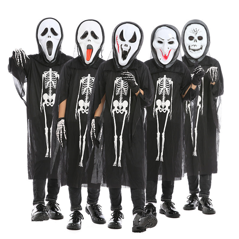 Halloween Skeleton Ghost Clothes & Gloves & Masks Sets